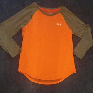 Under Armour Kids Bright Orange and Dark Gray Long Sleeve Tee